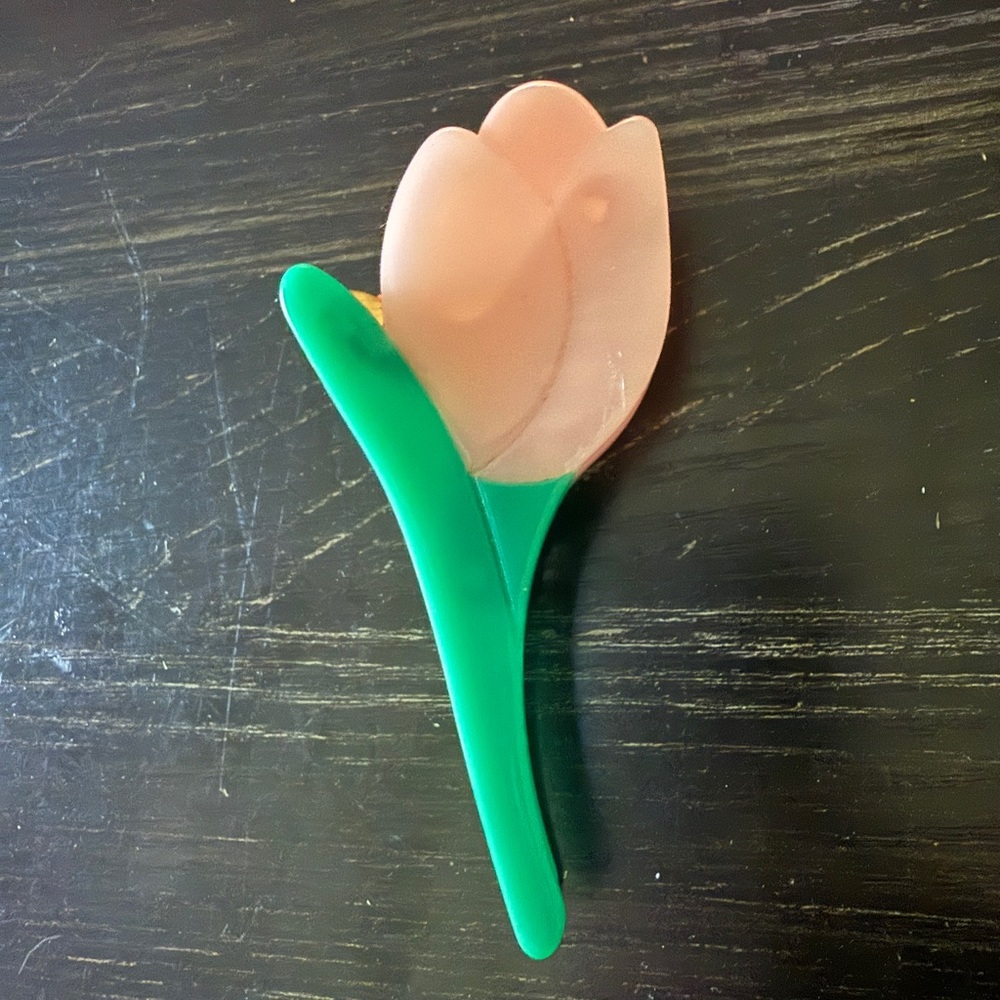 Pink and Green Tulip Hair Clip